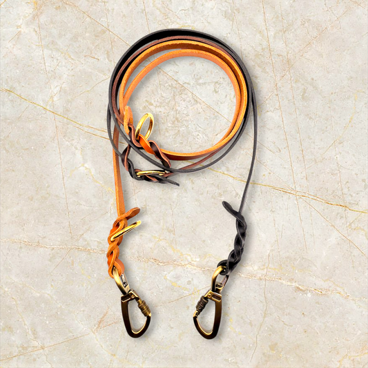 Adjustable Hands-free Saddle leather dog leash - good for dogs under 30 kilos